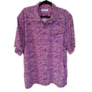 Tommy Bahama men’s purple silk blend coolmax short sleeve button down shirt XL